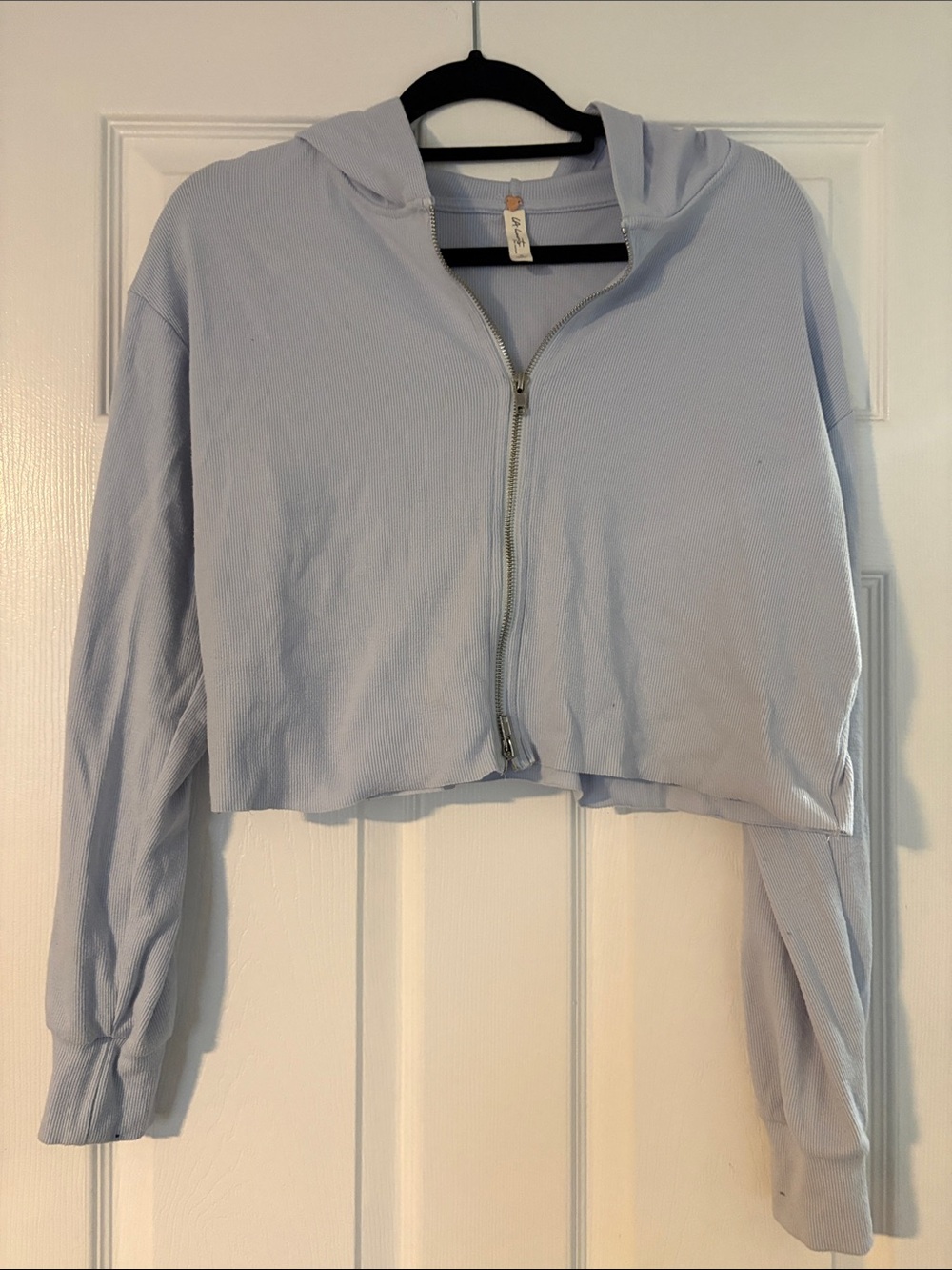 La Hearts Light Blue Cropped Zip Hoodie